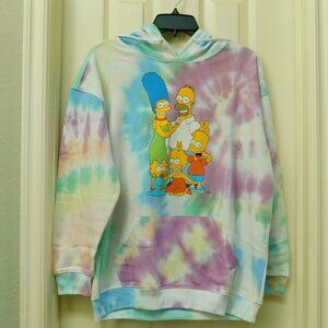 THE SIMPSONS Tie Dye Hoodie Sweatshirt Long Sleeve Simpson Family Medium